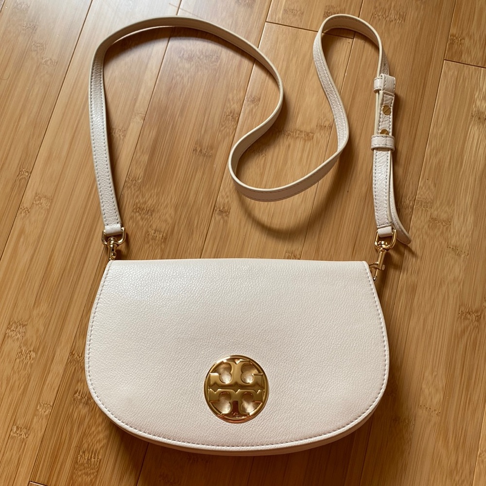 Tory Burch white leather crossbody purse